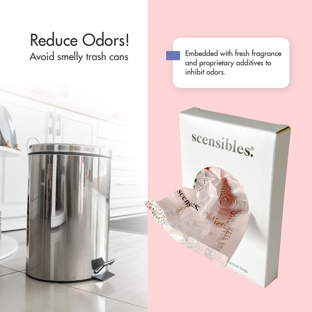 Scensibles Disposal Bags for Menstrual Care Products - 50 ct Refill Box - for Disposal of Tampons, Pads, Panty Liners, Hygiene P