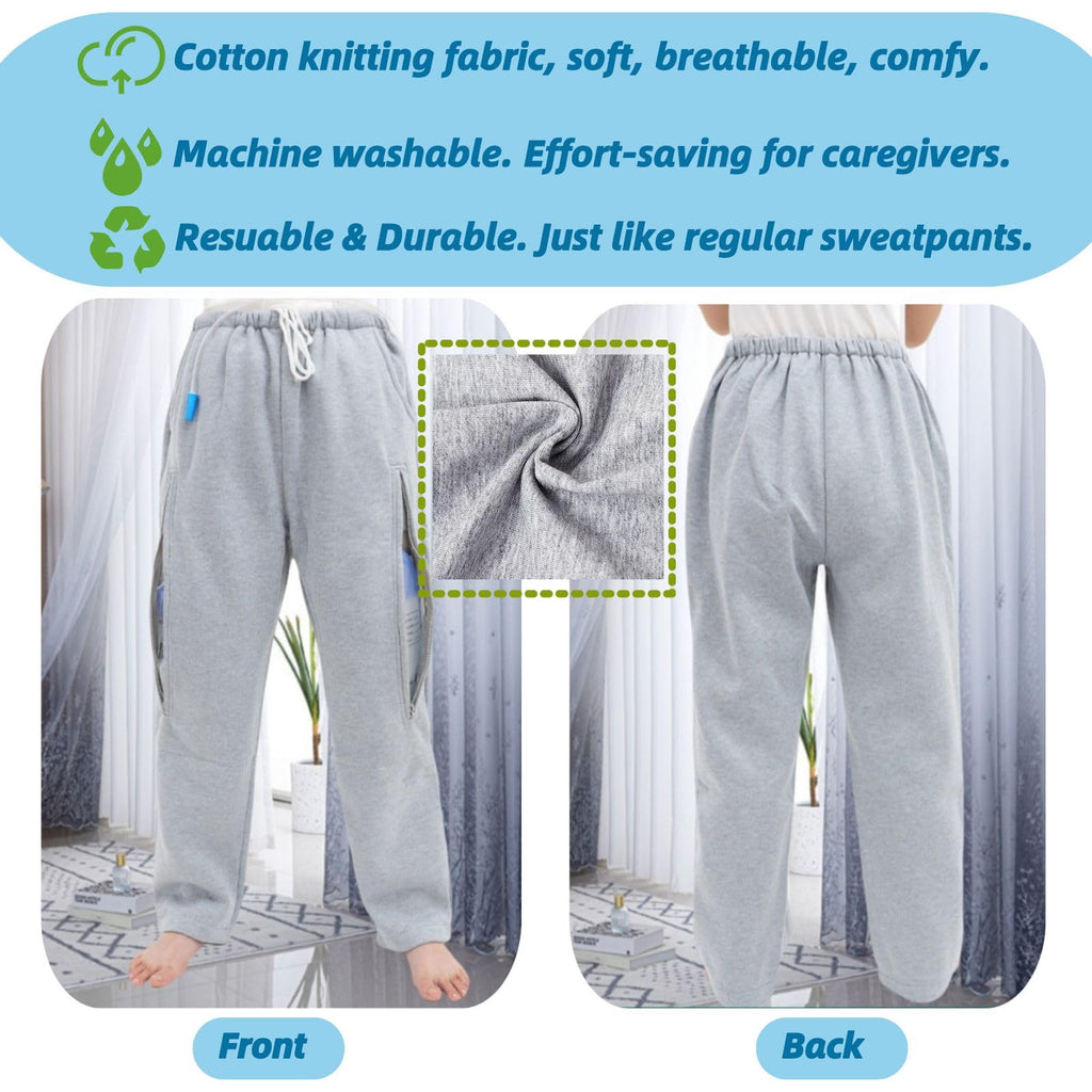 Catheter Leg Bag Pants for Men/Women, Urine Bag Holder Pants with 2 Zippered Side Pockets, Holding 2x2000ml Catheter Bag for Nep