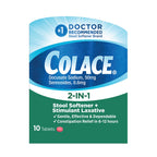 Colace 2-IN-1 Stool Softener & Stimulant Laxative Tablets, 10 Count, Gentle Constipation Relief In 6-12 Hours