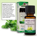 Natures Answer USDA Organic Peppermint Essential Oil, 100% Pure | Natural Aromatherapy Oil for Diffuser/Humidifier, Steam Distil