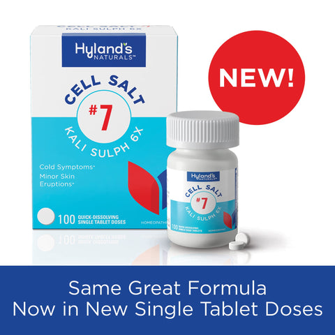 Hyland's No. 7 Cell Salt Kali Sulph 6X Tablets, Cystic Acne and Acne Scare Treatment, Cold Medicine, Natural Relief of Discharge
