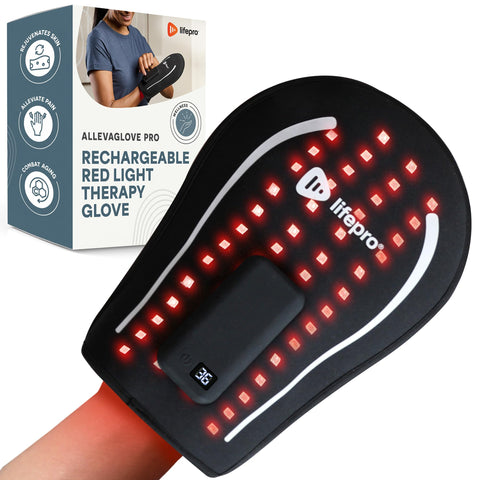 LifePro Allevaglove Pro Red Light Therapy Glove, Rechargeable LED Near Infrared Light Therapy Device for Hand Stiffness and Pain