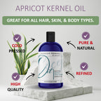 Dr Joe Lab Apricot Kernel Oil - Cold Pressed Pure Natural Moisturizing for Hair and Skin (8 oz)