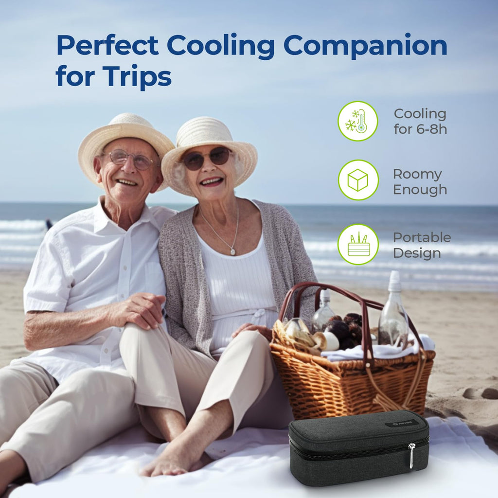 AUVON Portable Insulin Cooler Travel Case, Insulated Diabetic Bag with 2 x 160g Ice Packs for 6-8h Cooling Time, Medication Cool