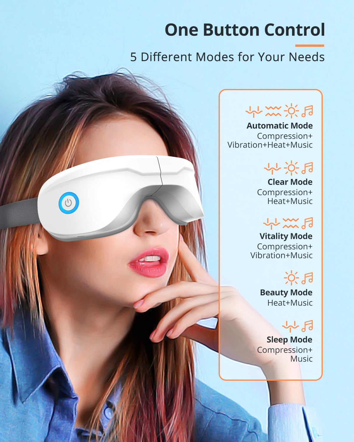 Eye Massager with Heat, Heated Eye Mask with Bluetooth Music, Face Massager, Eye Care Gift for Women, Eye Mask for Relax Eye, Re