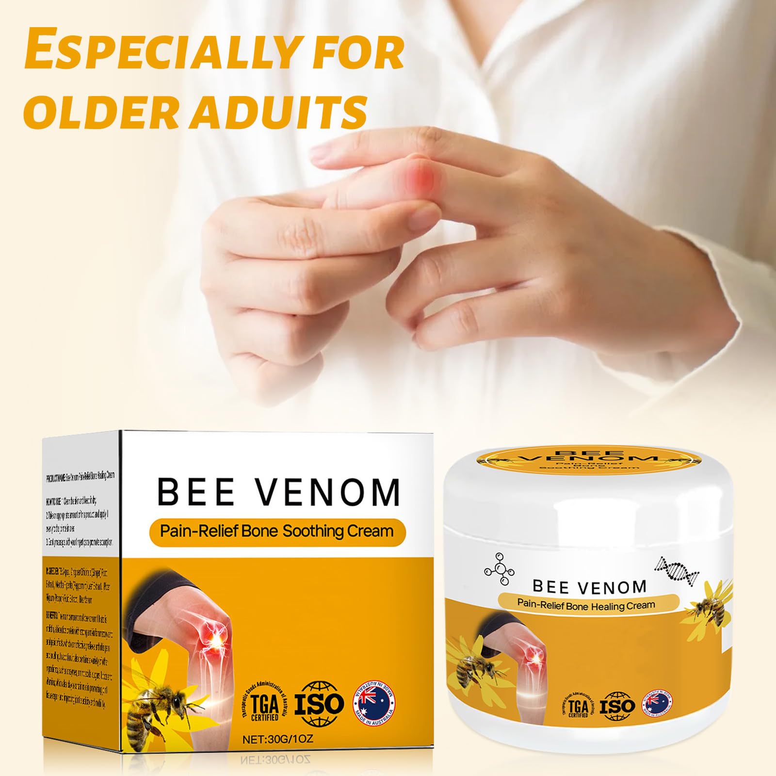 OWELMOL Bee Venom Advanced Joint and Bone Cream, Bee Venom Joint Muscle Bone Cream Effective Relief for Back, Neck, Hands, Feet,