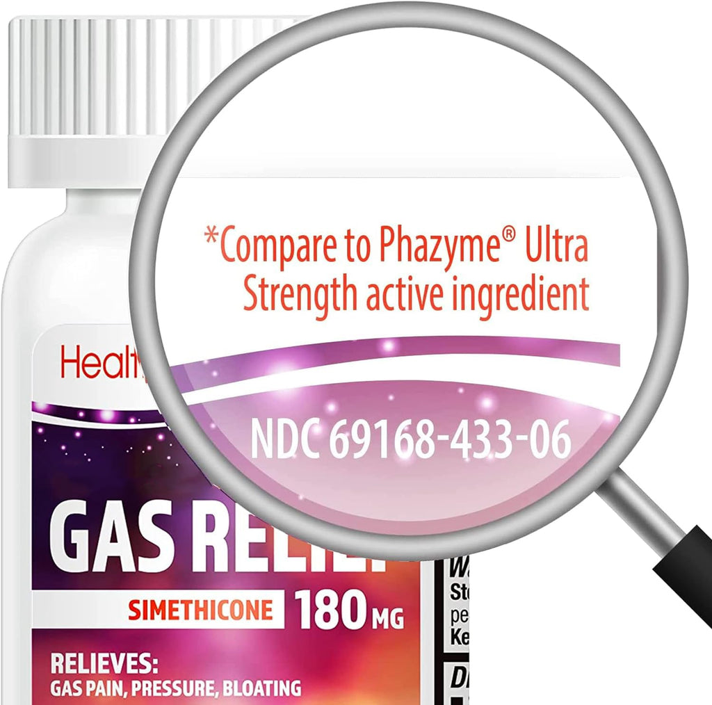 HealthA2Z Gas Relief Simethicone | 180 MG | Relieves from Stomach Discomfort and Gas | Anti Flatulence | Relieves Gas Fast (120