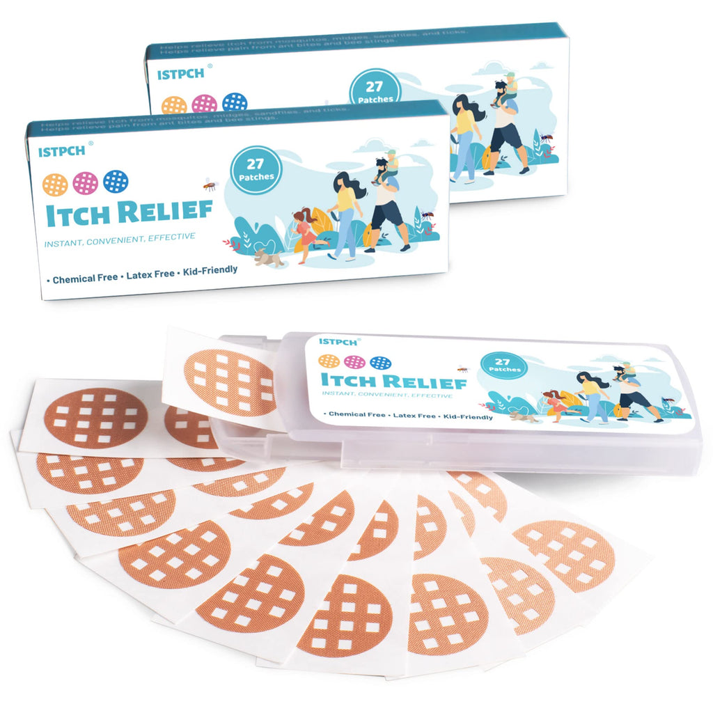 Istpch Bite Itch Relief Patches 54 Patches, Natural Itch Relief Stickers, Reduces Itch & Swell, Summer Travel Camping Essentials