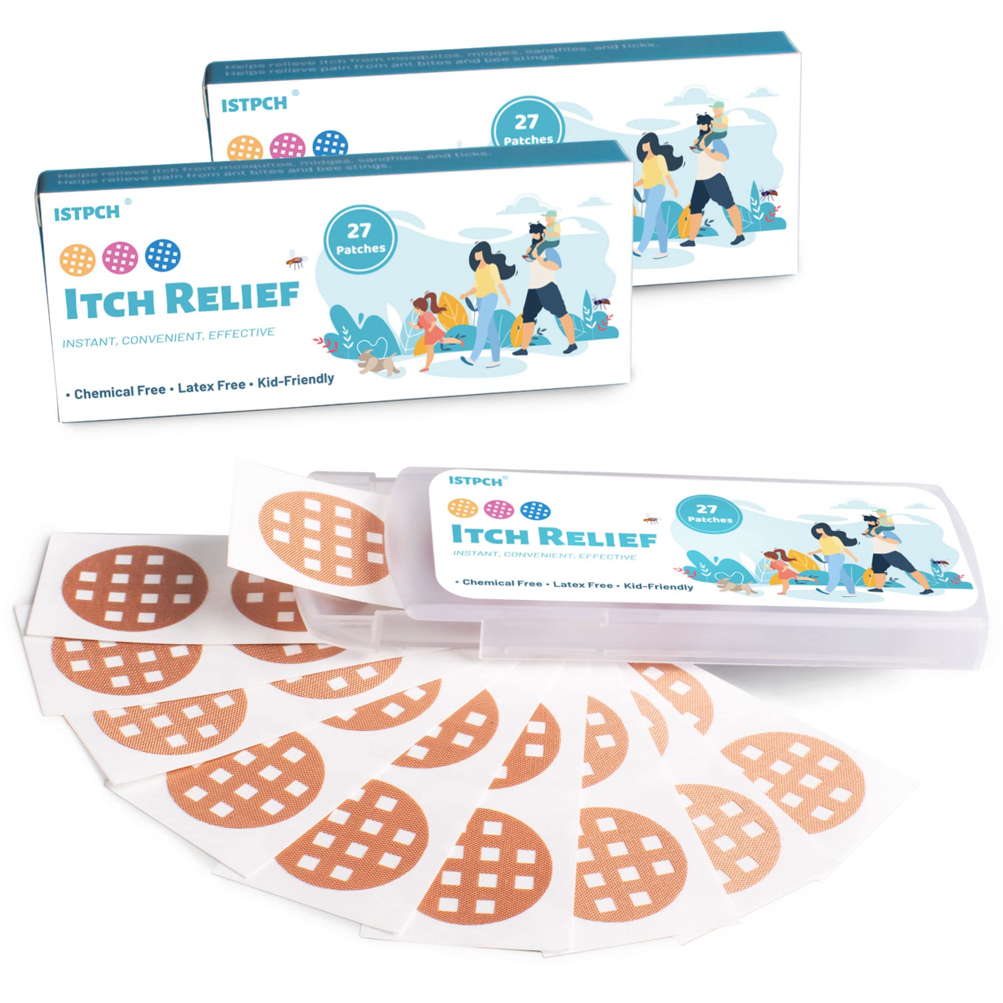 Istpch Bite Itch Relief Patches 54 Patches, Natural Itch Relief Stickers, Reduces Itch & Swell, Summer Travel Camping Essentials