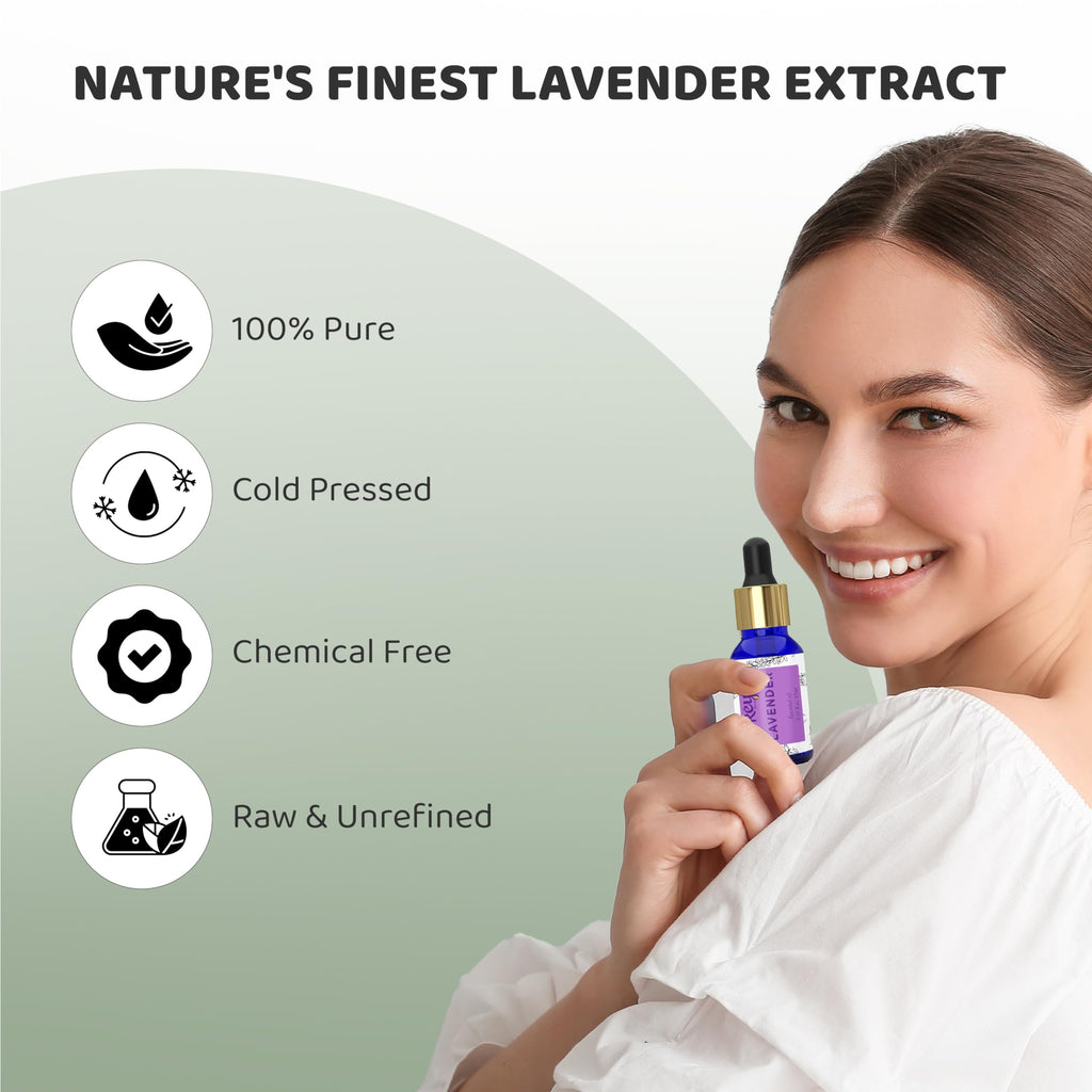 Rey Naturals Lavender Essential Oil, Natural & Therapeutic Grade Choice For Aromatherapy, Massage & Aroma Diffusers - 15 ML