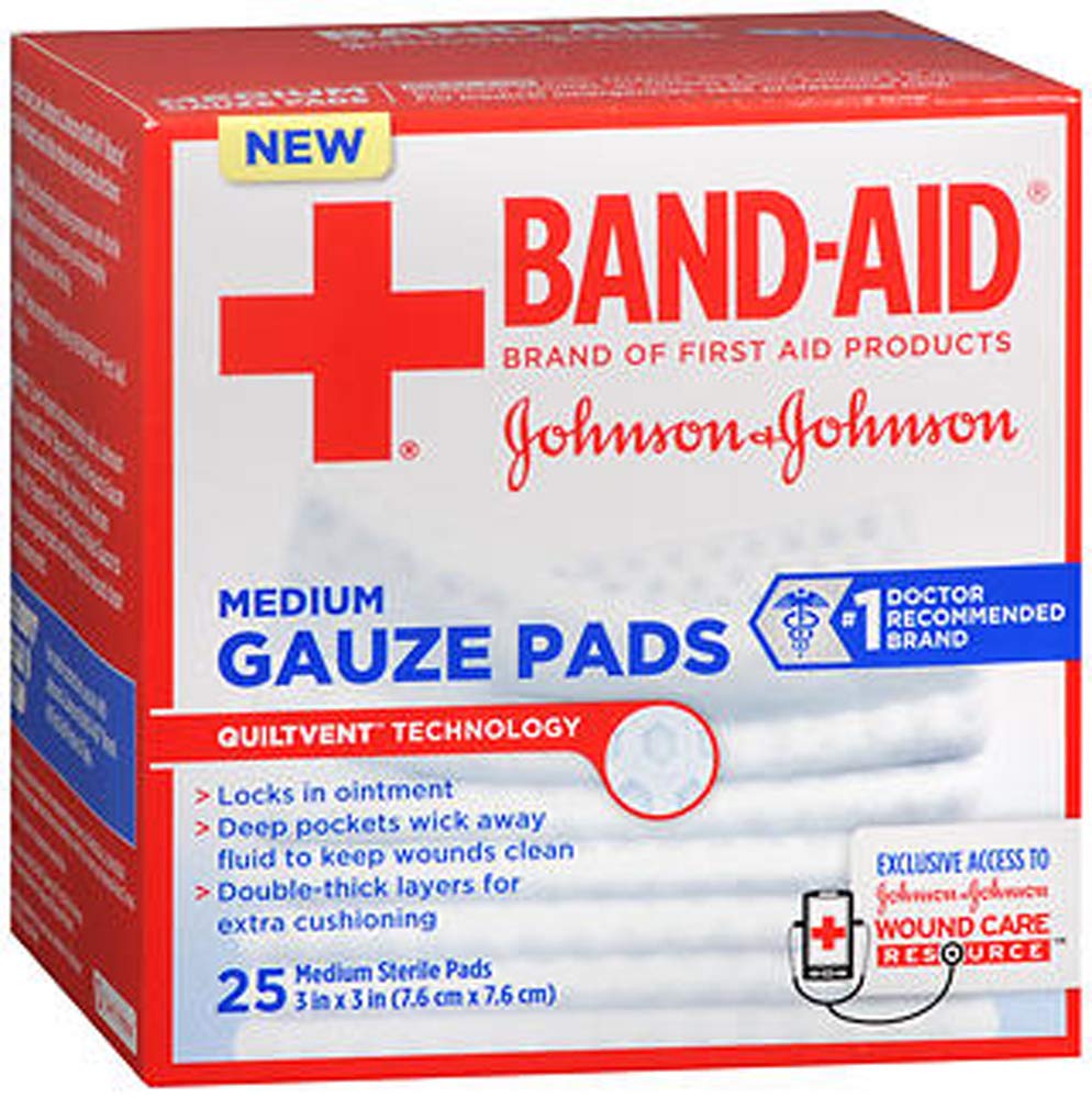 Johnson & Johnson Red Cross Hospital Grade Gauze Pads 3x3 - 25 ct
