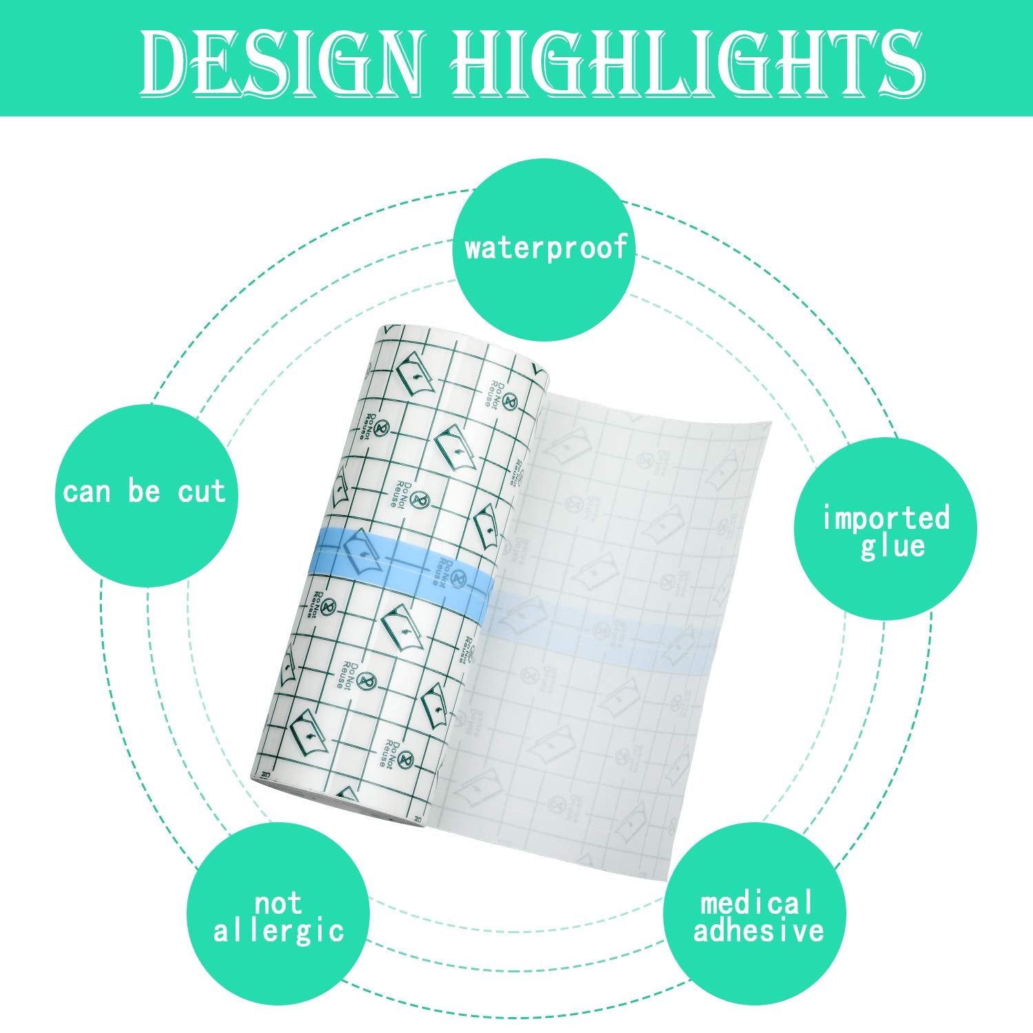 Transparent Dressing Adhesive Bandage Waterproof Clear Adhesive Bandages Stretch Tape for Tattoos Swimming (6 Inch x 10.94 Yard)