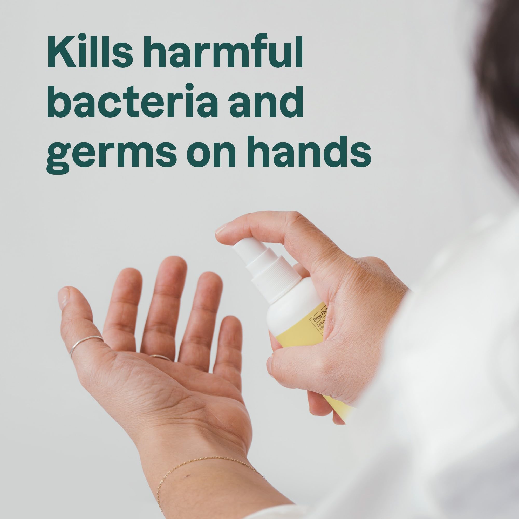 ATTITUDE Hand Sanitizer Spray for Adults and Kids, EWG Verified, Kills Bacteria and Germs, Vegan, Lemon Leaves, 3.38 Fl Oz (Spra