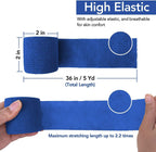 RISEN Cohesive Bandage 2x 5 Yards, 6 Rolls, Self Adherent Wrap Medical Tape, Adhesive Flexible Breathable First Aid Gauze Ideal