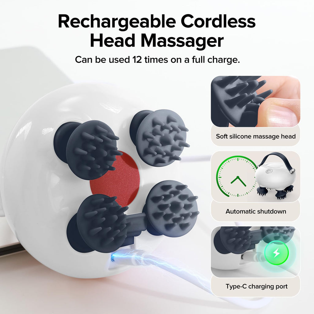 IOOKNA Scalp Massager, Head Massager Scalp, Tangle Resistant Design, 3 Massage Speed, Portable Head Massager, Hair Massagers wit
