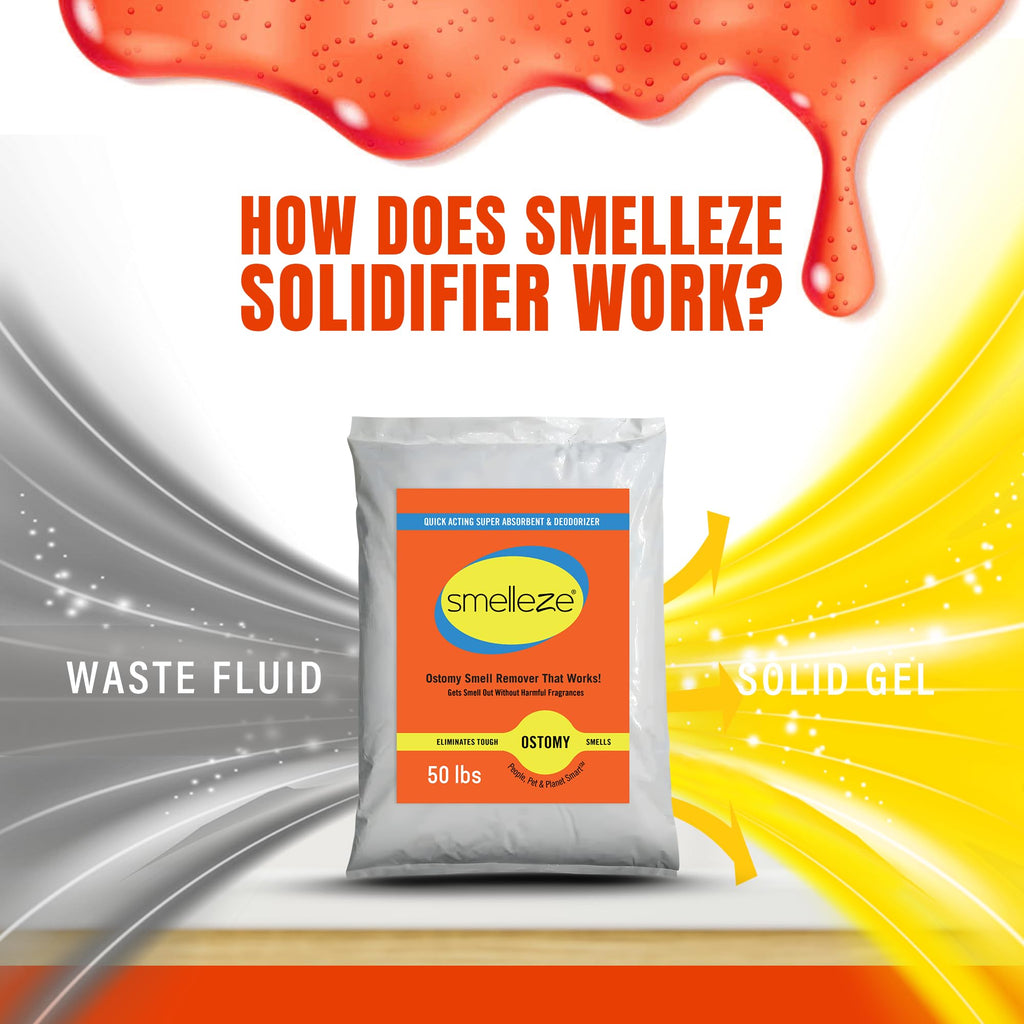 SMELLEZE Ostomy Bag Odor Eliminator: 50 lb. Granules Stop Embarrassing Ostomy, Colostomy, Stoma & Ileostomy Odor