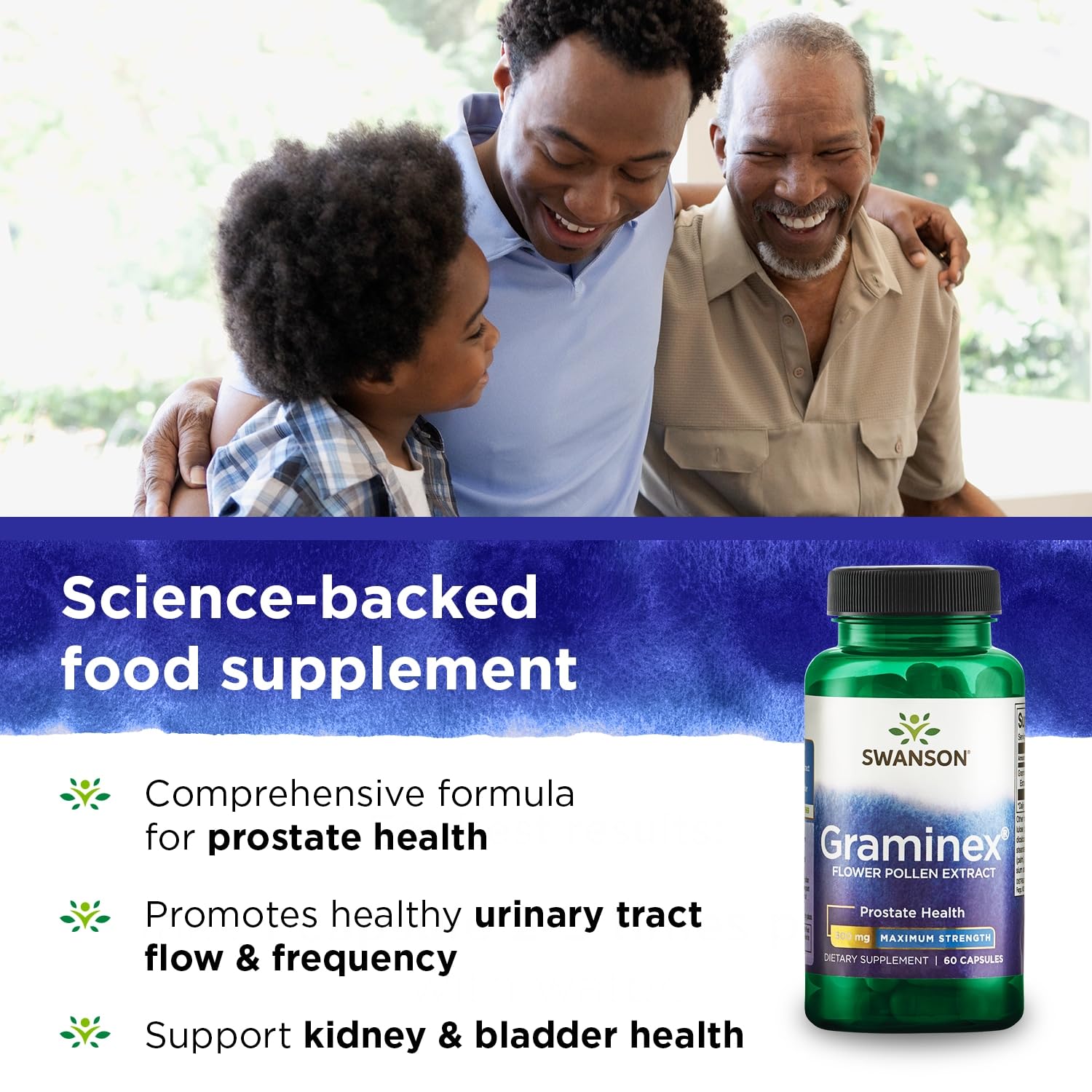Swanson Maximum Strength Graminex Flower Pollen Extract - Supports Prostate Health, Urinary Tract Function, and Kidney Health -