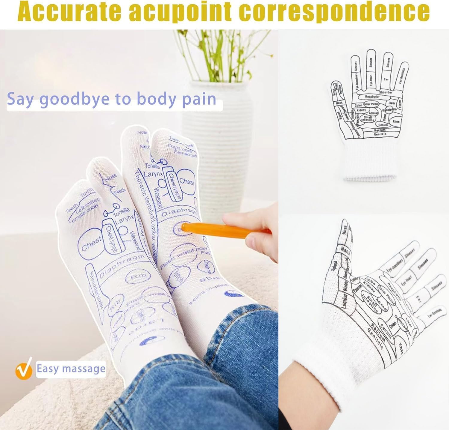 Reflexology Socks With Tools and Gloves, Massage Socks With Trigger Point, Foot Massager, Suitable for Men and Women, Value-Pack