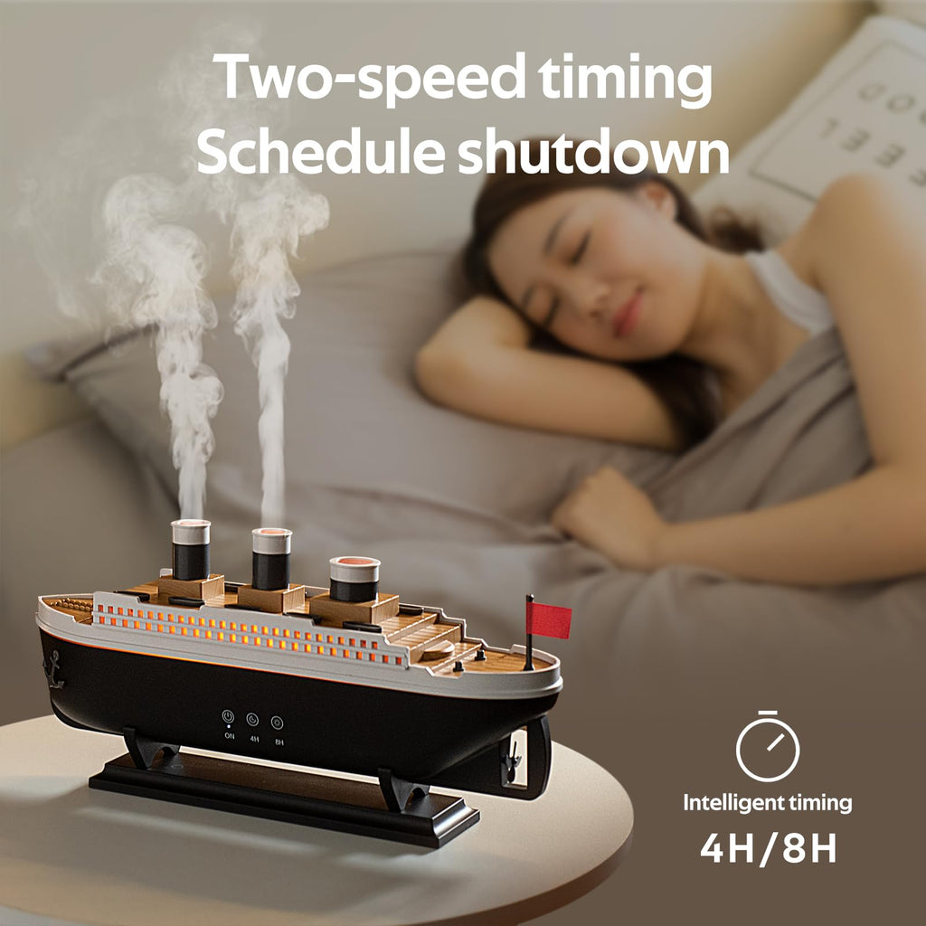 HIROGA Titanic Humidifier 250ml, Essential Oil Diffuser Cool Mist Ultrasonic Aroma Aromatherapy Diffuser with Remote Control 7 L