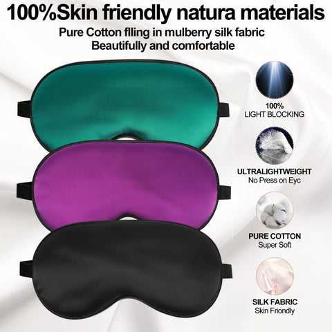 Sleep Mask, Silk Eye Mask for Sleeping with Adjustable Strap, Blindfold Eyeshade for Men & Women, Comfortable & Soft Eye Cover E