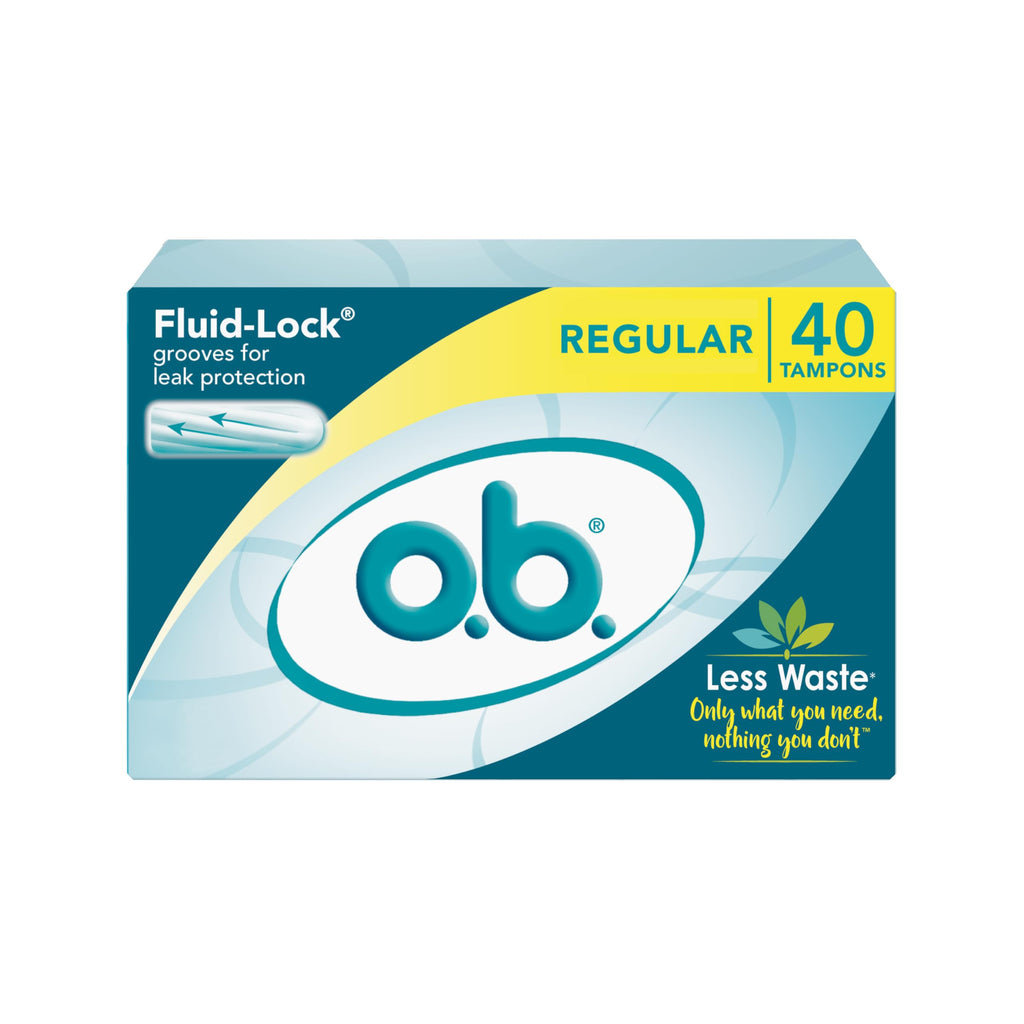 o.b. Tampons No Applicator, Unscented - 40ct | Applicator-Free Tampons Regular, Feminine Care, ob Tampon Regular, Period Product