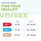 Prevail Per-Fit 360 Daily Incontinence Briefs, Unisex Adult Incontinence Briefs with Tabs, Maximum Plus Absorbency, Size 2, 72 C