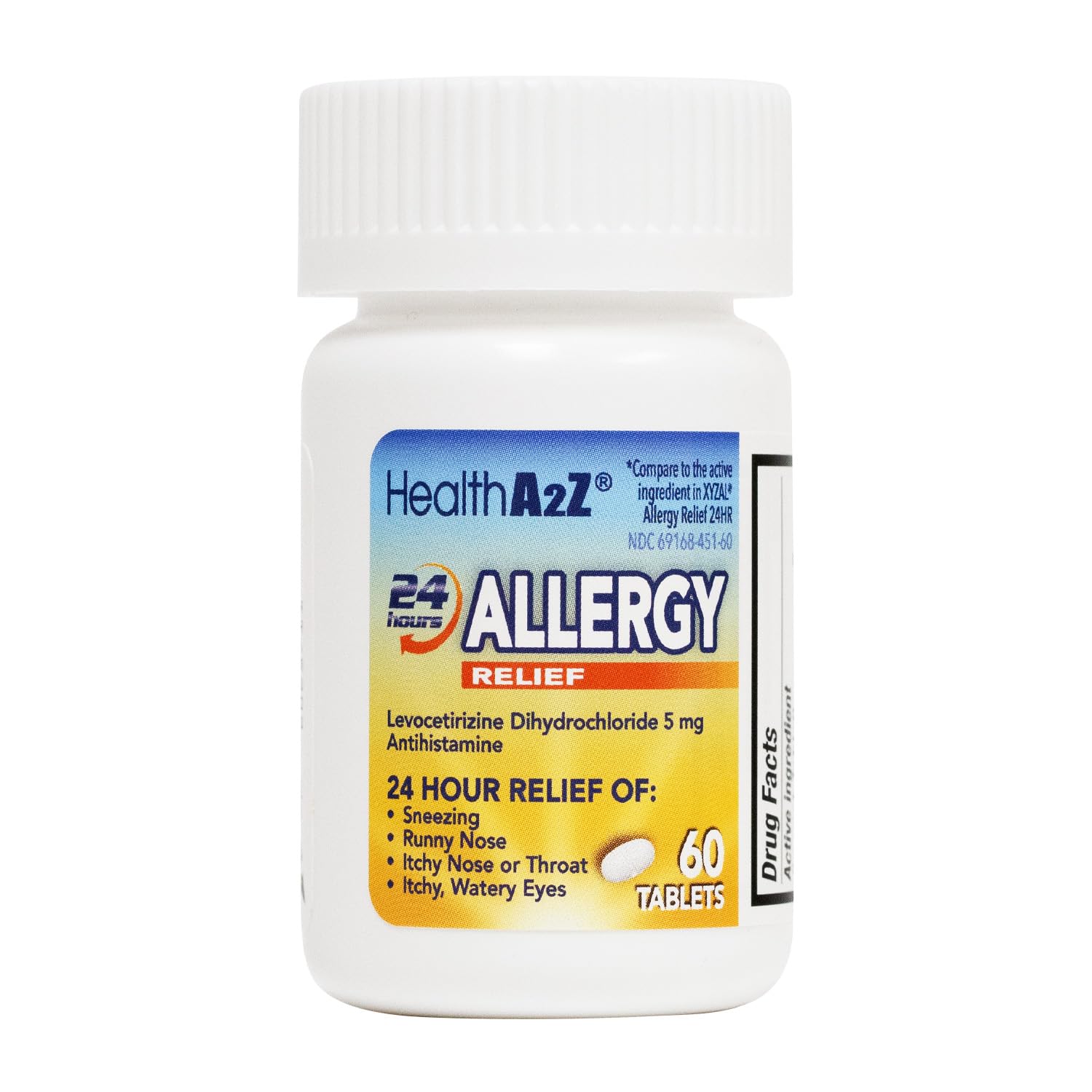 HealthA2Z Allergy Relief | Levocetirizine Dihydrochloride 5mg | 24 Hours | Antihistamine | Relief from Sneezing, Runny Nose, Itc