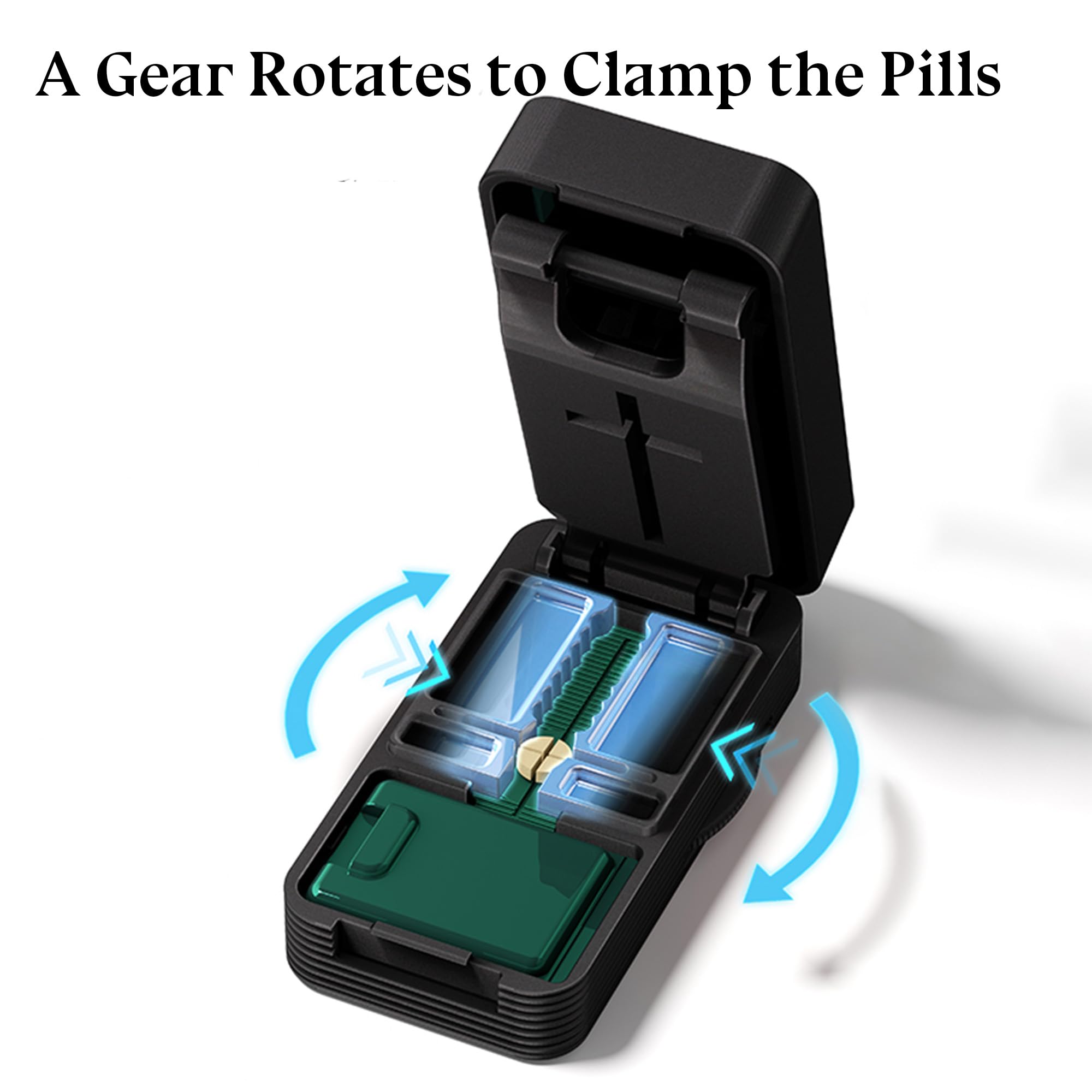 HyJeryty Adjustable Gear-Driven Pill Cutter & Splitter - Precision 1/2 & 1/4 Tablet Crusher for Small and Tiny Pills, Vitamins w