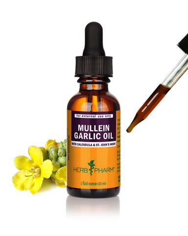 Herb Pharm Mullein Garlic Herbal Oil - contains Calendula, Garlic, Mullein flower, St. John's Wort, Olive Oil, 1 Ounce