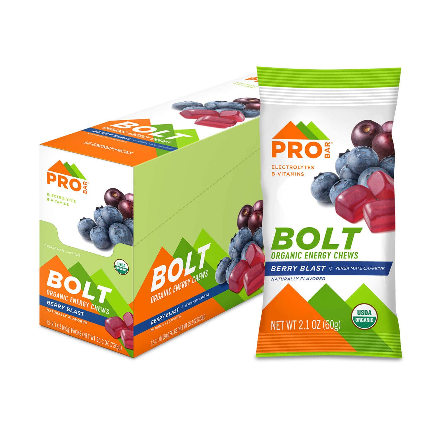 PROBAR - Bolt Organic Energy Chews, Berry Blast, Non-GMO, Gluten-Free, USDA Certified Organic, Healthy, Natural Energy, Fast Fue