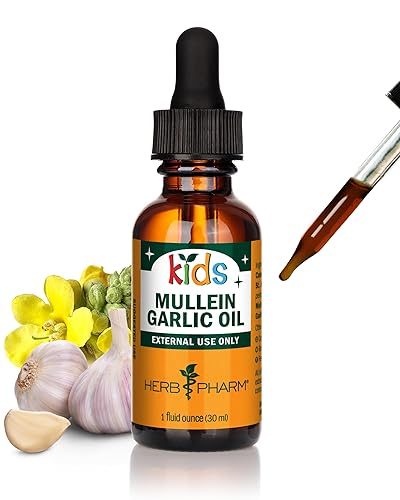 Herb Pharm Kids Mullein and Garlic Oil, 1 Fl Oz, Calendula, Garlic, Mullein, St. John's Wort, Olive Oil