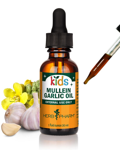 Herb Pharm Kids Mullein and Garlic Oil, 1 Fl Oz, Calendula, Garlic, Mullein, St. John's Wort, Olive Oil