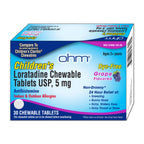 Ohm Childrens Chewable Tablets, Dye Free, Grape, Non-Drowsy 24h Antihistamine, Indoor & Outdoor Allergies, 5mg, 30 Tablets (30 C
