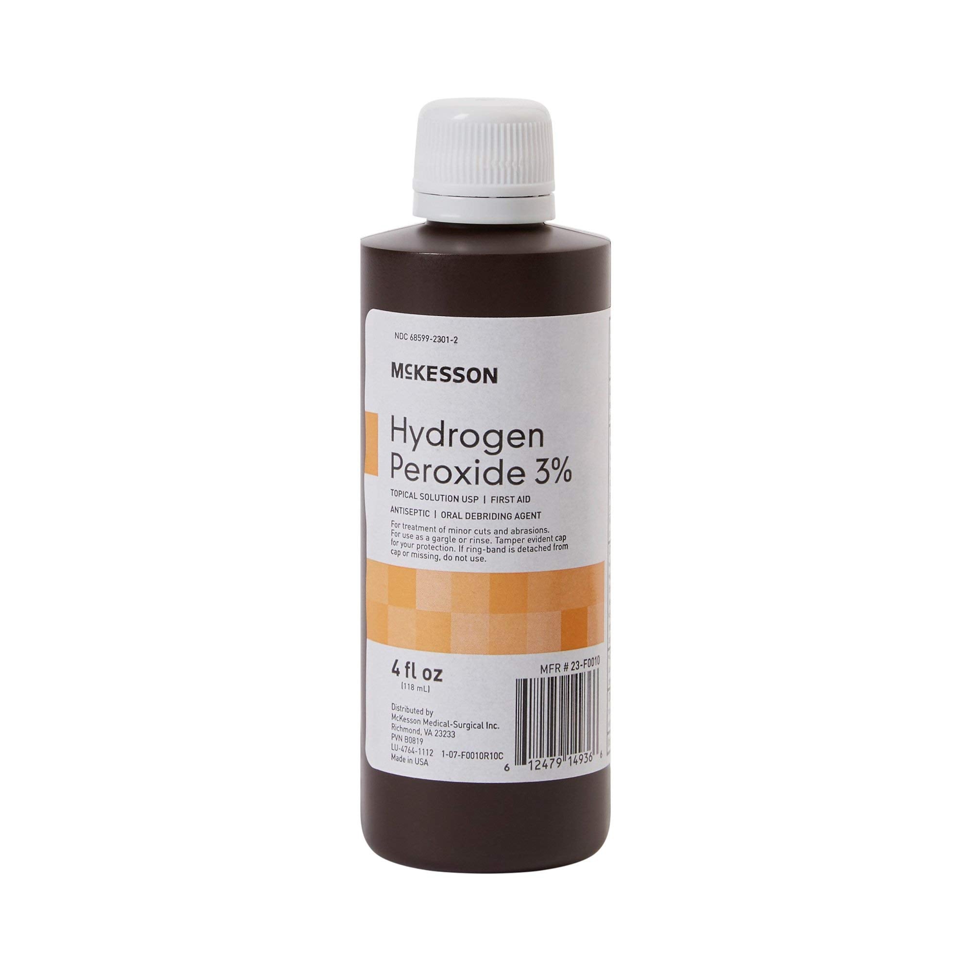 McKesson Hydrogen Peroxide 3%, 4 oz [Pack of 1] Topical Solution USP, First Aid Antiseptic, Oral Debriding Agent