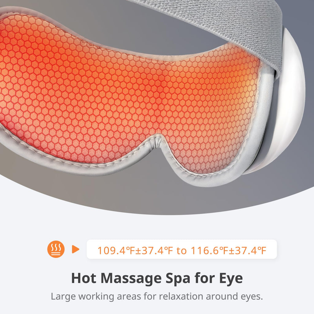 Mynt 5-Mode Eye Massager with Heat and Bluetooth Capability, Folding Heated Eye Massager, Heating Eye Massage with Voice Announc