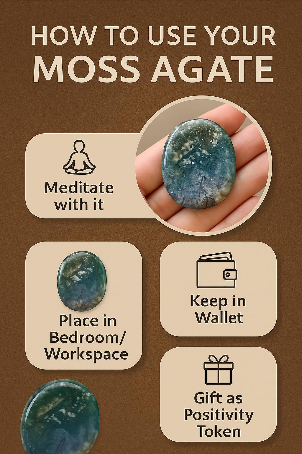 Selenite Worry Stone - Genuine Polished Palm & Thumb Stone for Clarity, Energy Cleansing & Crown Chakra - Travel Gift Crystal