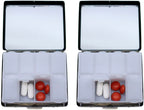 Set of 2 Metal-Plated Weekly (7-Day) Pill Box Case & Portable Medicine Organizer (Gunmetal Victorian)