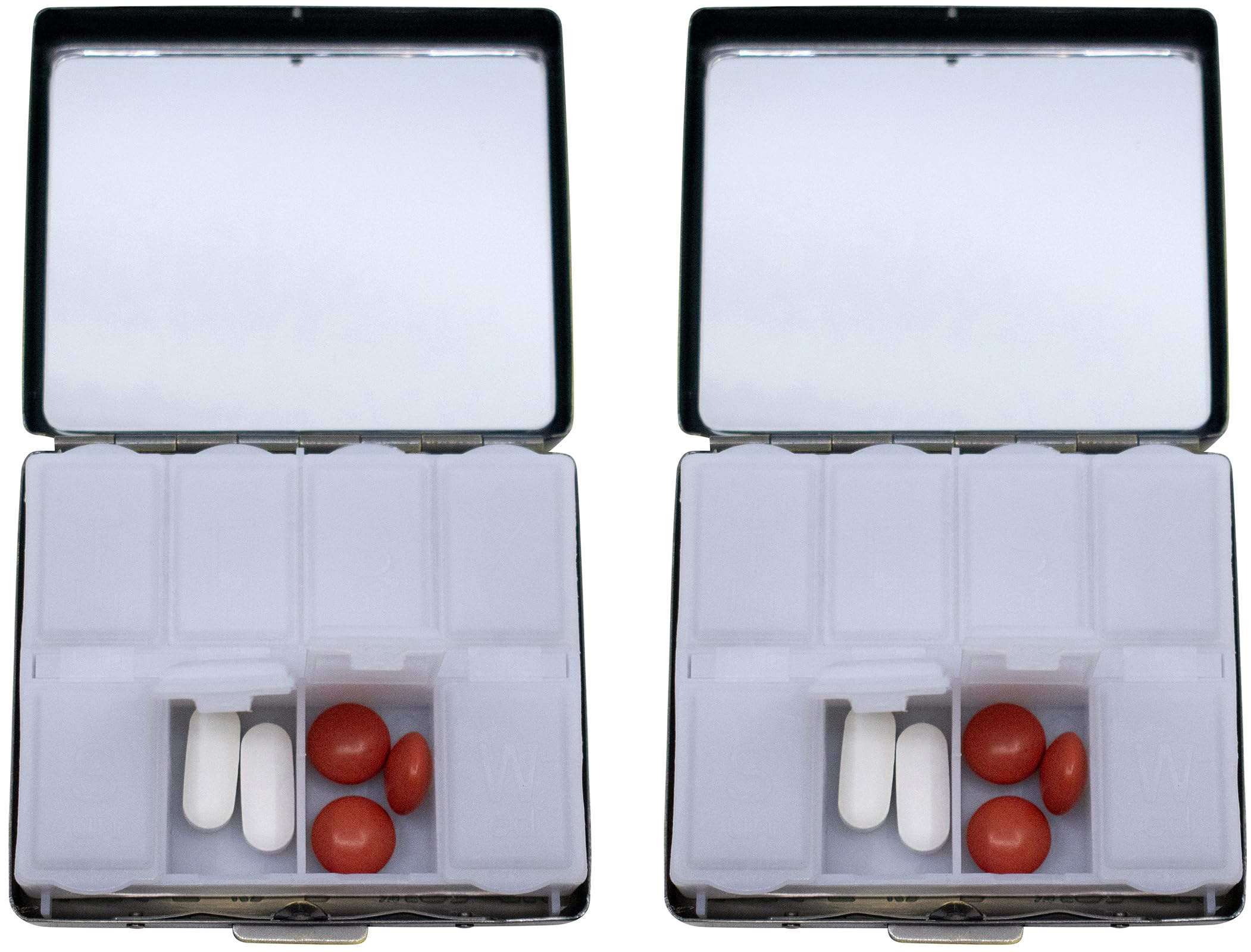 Set of 2 Metal-Plated Weekly (7-Day) Pill Box Case & Portable Medicine Organizer (Gunmetal Victorian)
