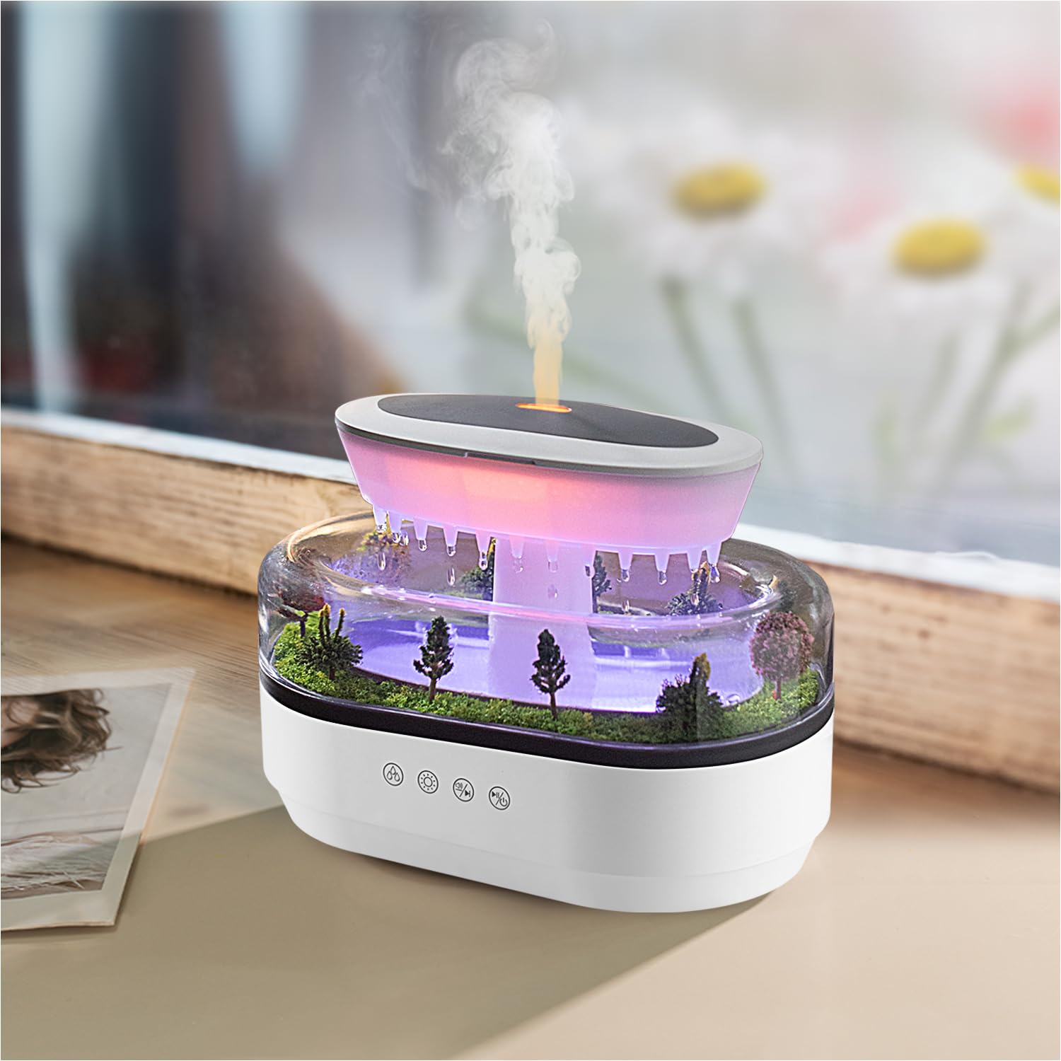 HIROGA Rain Diffuser 250ML Essential Oil Diffuser, Cloud Humidifier Rain Water Drip Humidifier with Drip Music Micro Landscape U