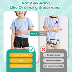Carer Boys Incontinence Underwear Washable with Front Absorbent 70ML Breathable Cotton Absorbent Underwear for Kids 5 Pack Reusa