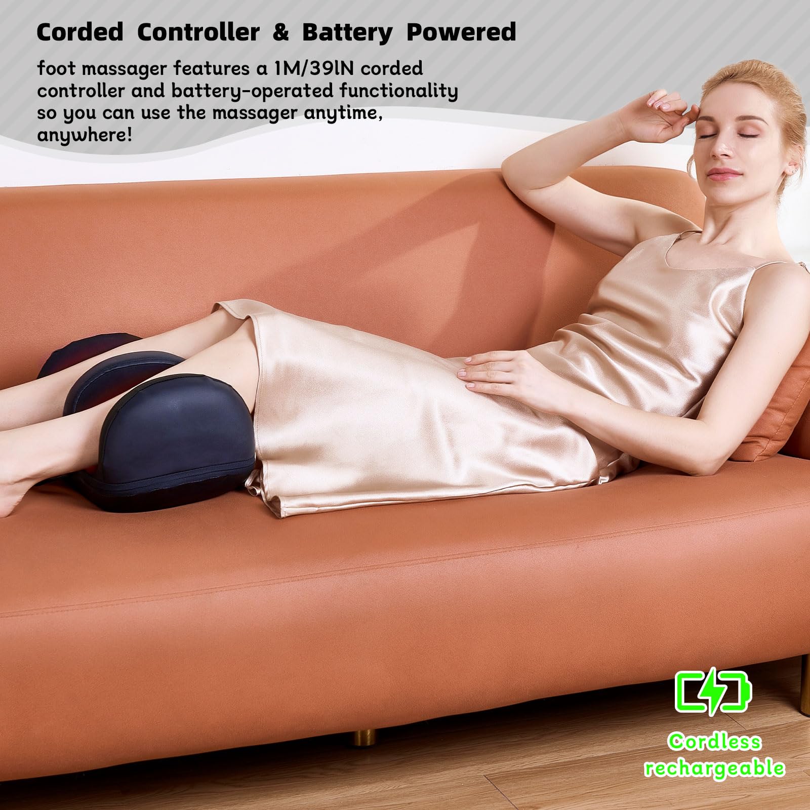 LINGTENG Cordless Rechargeable Foot Massager, 2025 Upgraded Foot Massager with Heat for Cord Remote Control, Portable for Home/O