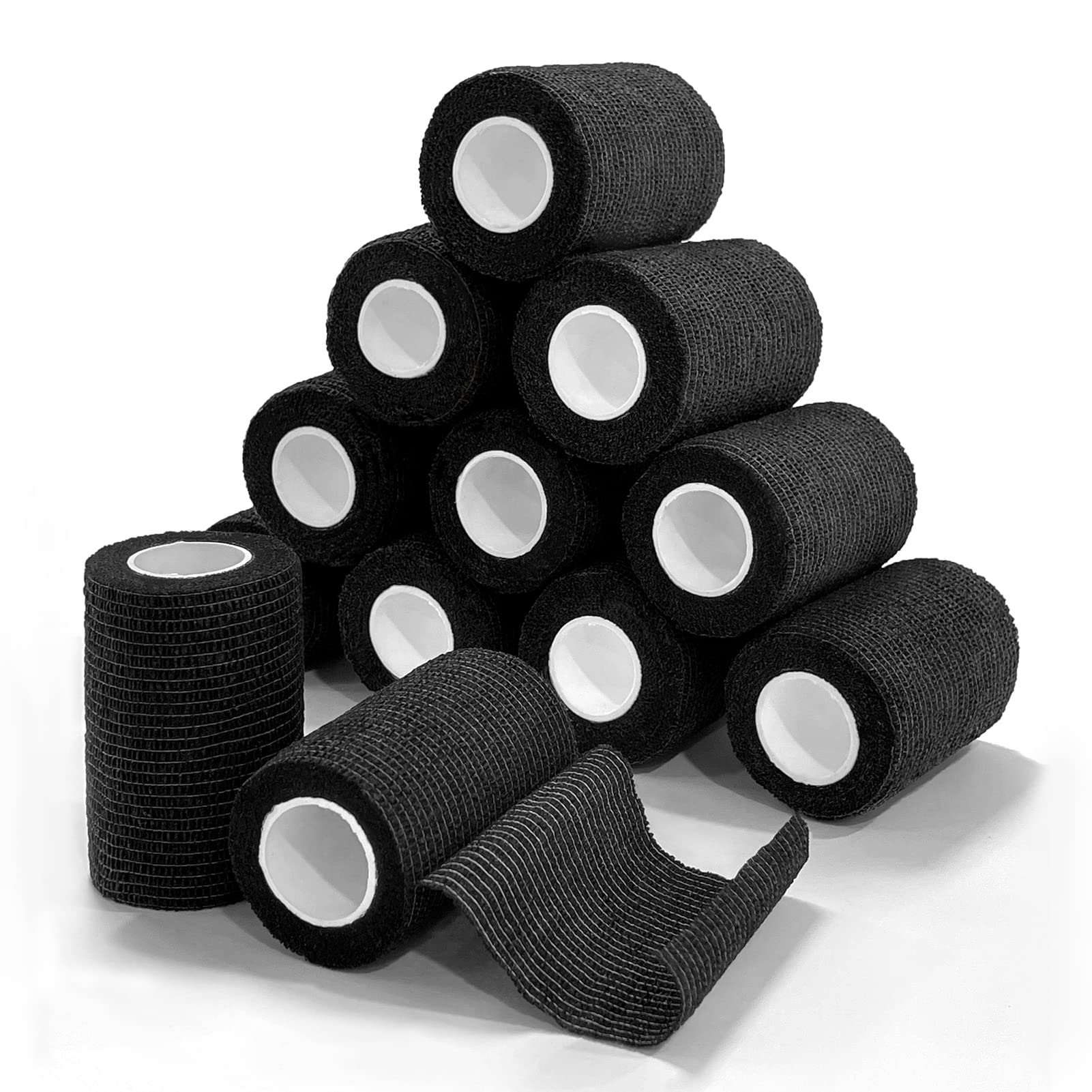 Self Adhesive Bandage Wrap(12 Pack, 3 Inch x 5 Yards), First Aid Medical Cohesive Bandage Tape, Breathable Elastic Sports Athlet