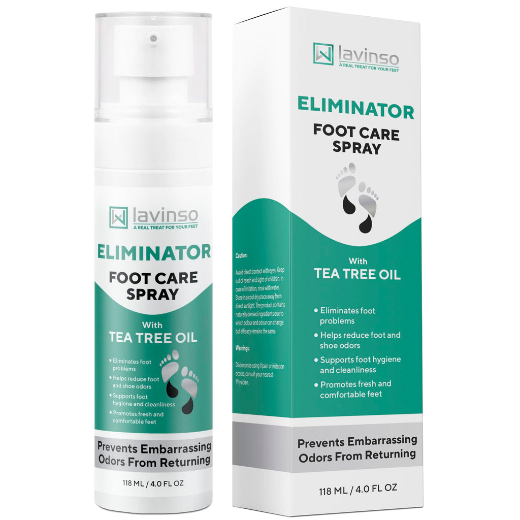 Lavinso Athletes Foot Care Spray with Tea Tree Oil - Shoe Deodorizer & Foot Odor Eliminator for Smelly Feet - Deodorant with Nat