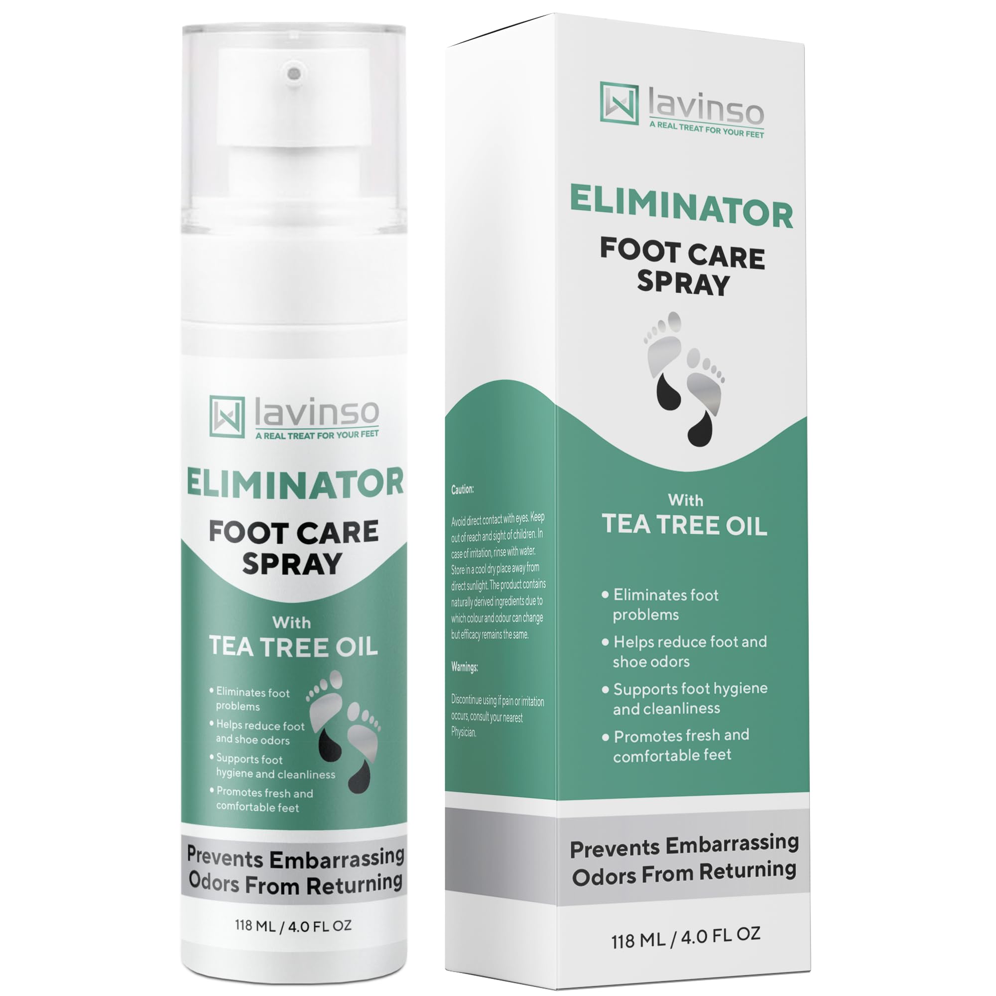 Lavinso Athletes Foot Care Spray with Tea Tree Oil - Shoe Deodorizer & Foot Odor Eliminator for Smelly Feet - Deodorant with Nat