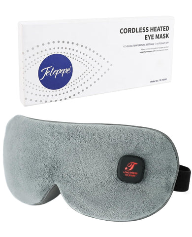 Heated Eye Mask, Cordless Warm Eye Compress for Dry Eyes, Blepharitis, Light Blocking Heat Eye Mask for Men Women, 1000mAh Recha