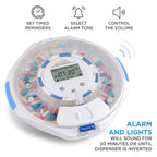 LiveFine Automatic Pill Dispenser with 28-Day Electronic Medication Organizer, 6 Dosage Rings, LCD Display with Sound & Light Al