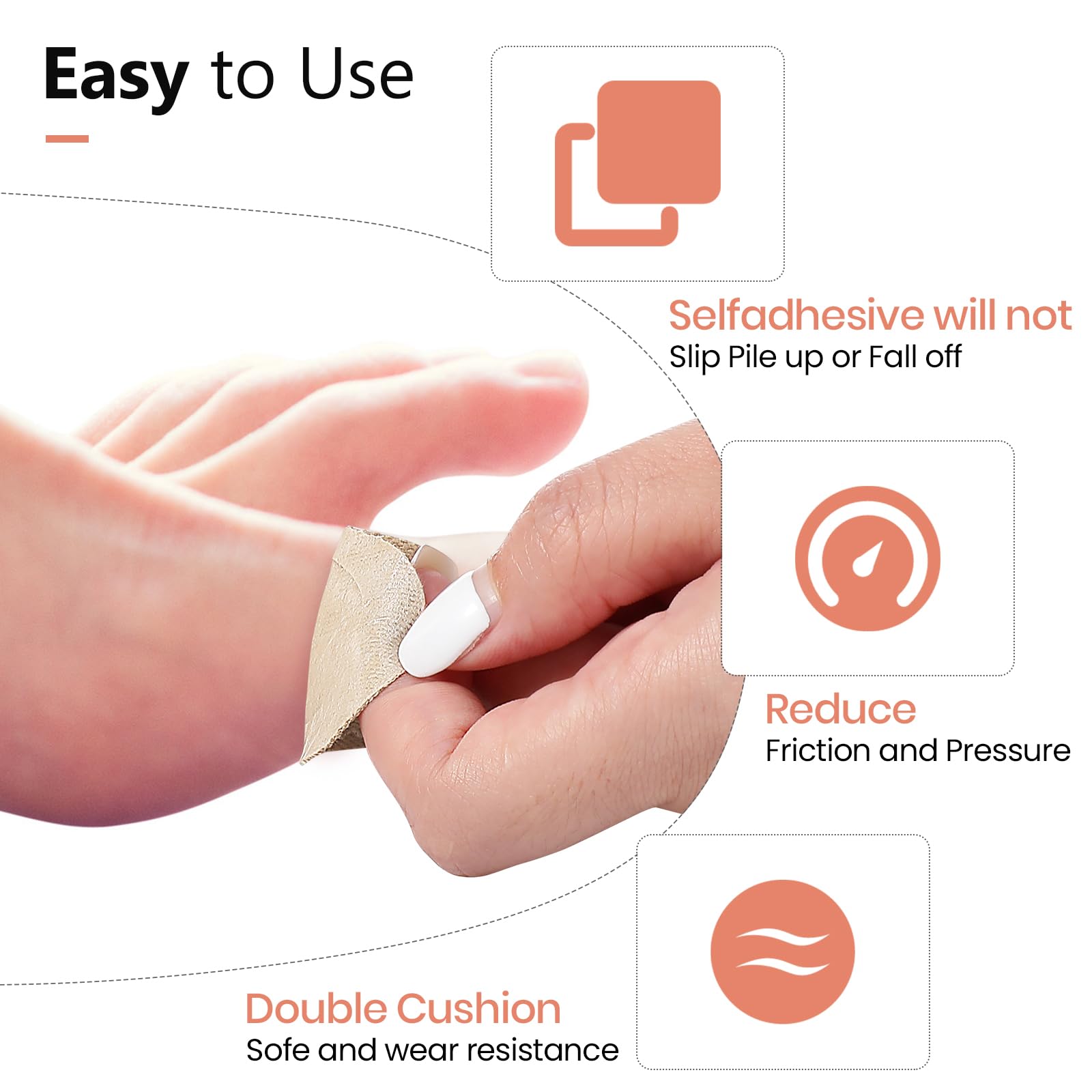 Nuanchu 60 Pieces Bunion Cushions Self-Adhesive Bunion Pads Foot Callus Patches Foot Blister Shoe Accessories Women Men Feet Hee