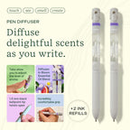 Lifelines Pen Diffuser Set, 2-Pack (in Bloom) - 1mm Black Ballpoint Pens with Scented Essential Oil Diffuser - Aromatherapy & Se