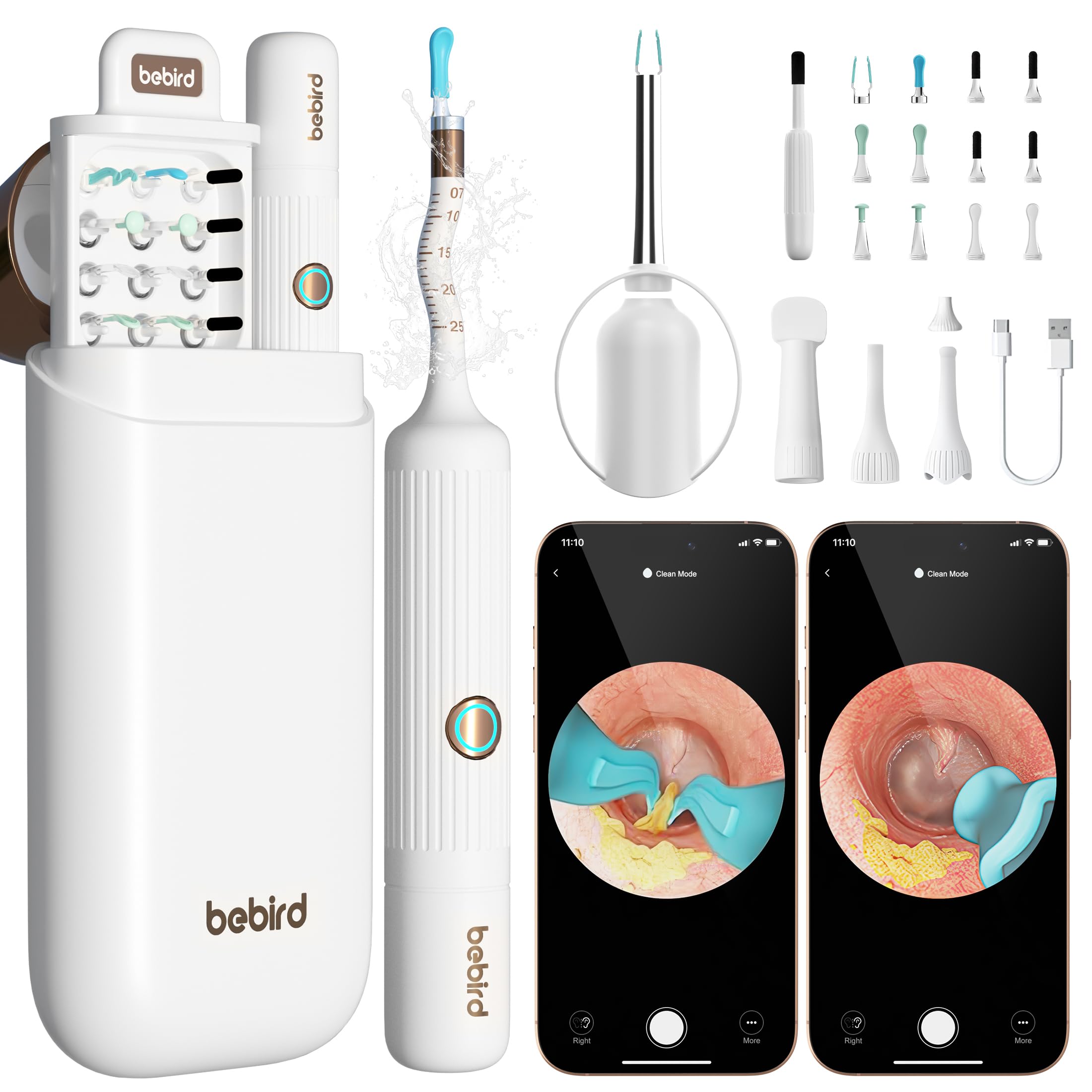 BEBIRD Earsight Plus Ear Wax Removal Tool Camera with HD Visual Otoscope, Smart WiFi Earwax Cleaner Kit, Safe Silicone Flexible 