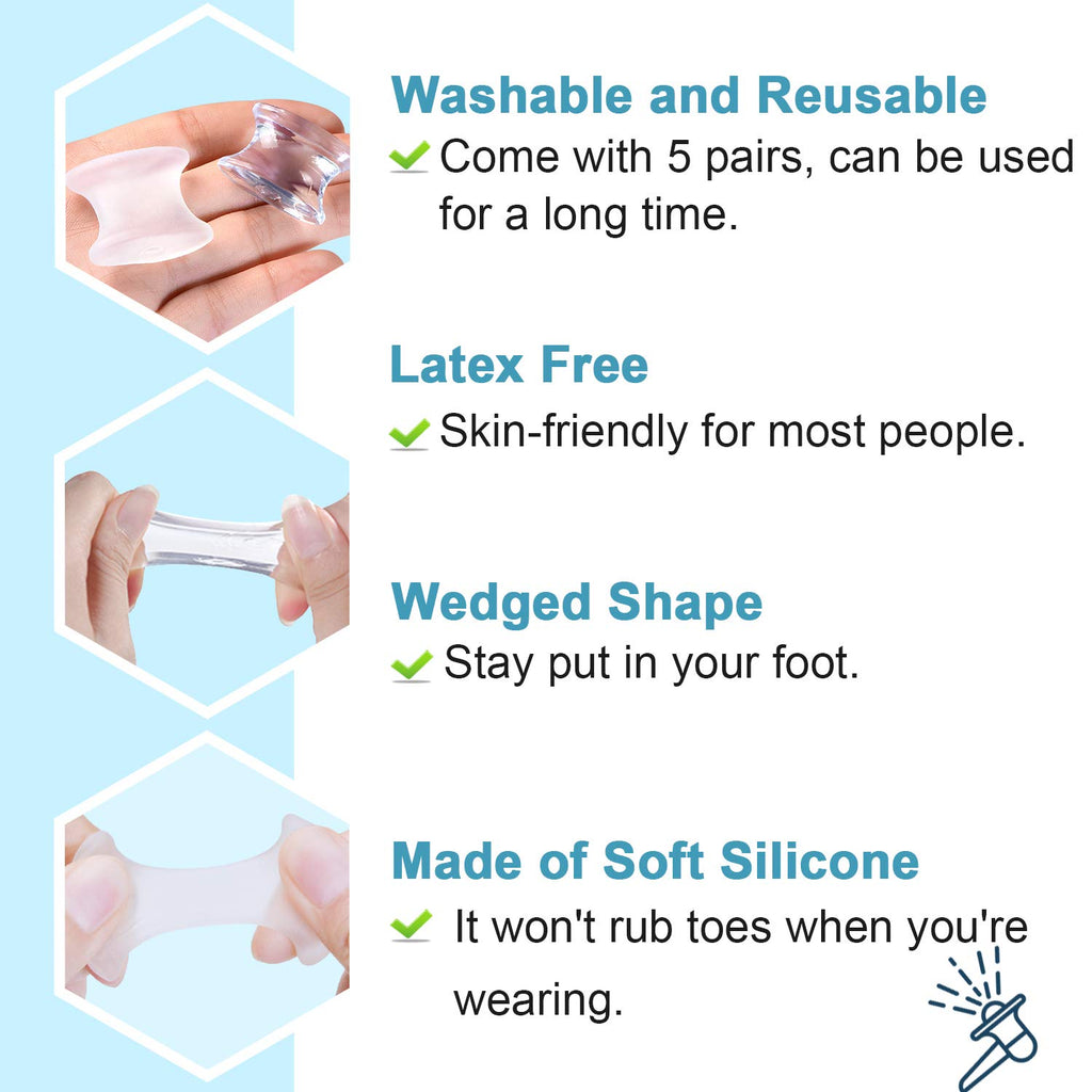 Povihome 10 Pack Gel Bunion Corrector and Toe Spacers Separators and Straightener Orthotics (4/10''Thick) for Sports Activities,